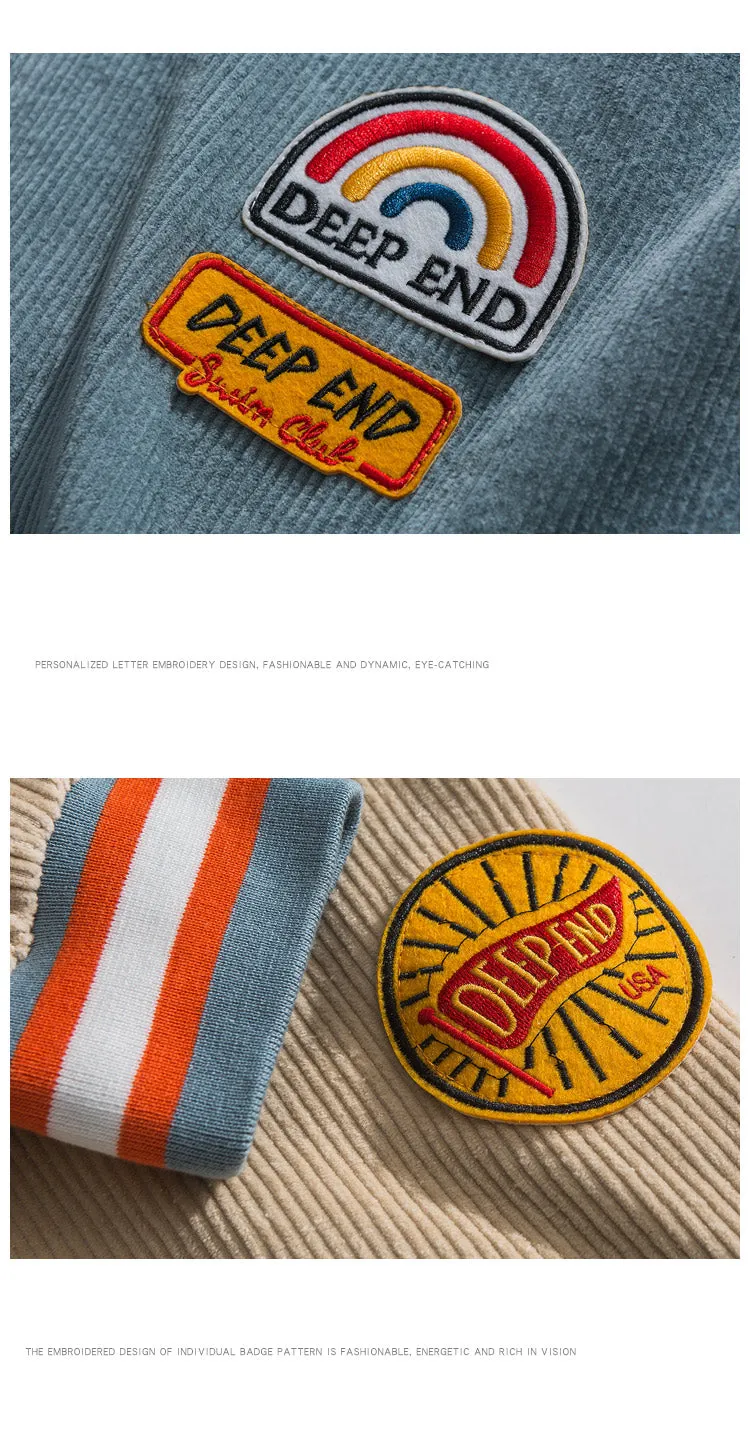 2021 Men's Baseball Jackets Embroidered American Letters Corduroy Coat Harajuku Retro Uniform