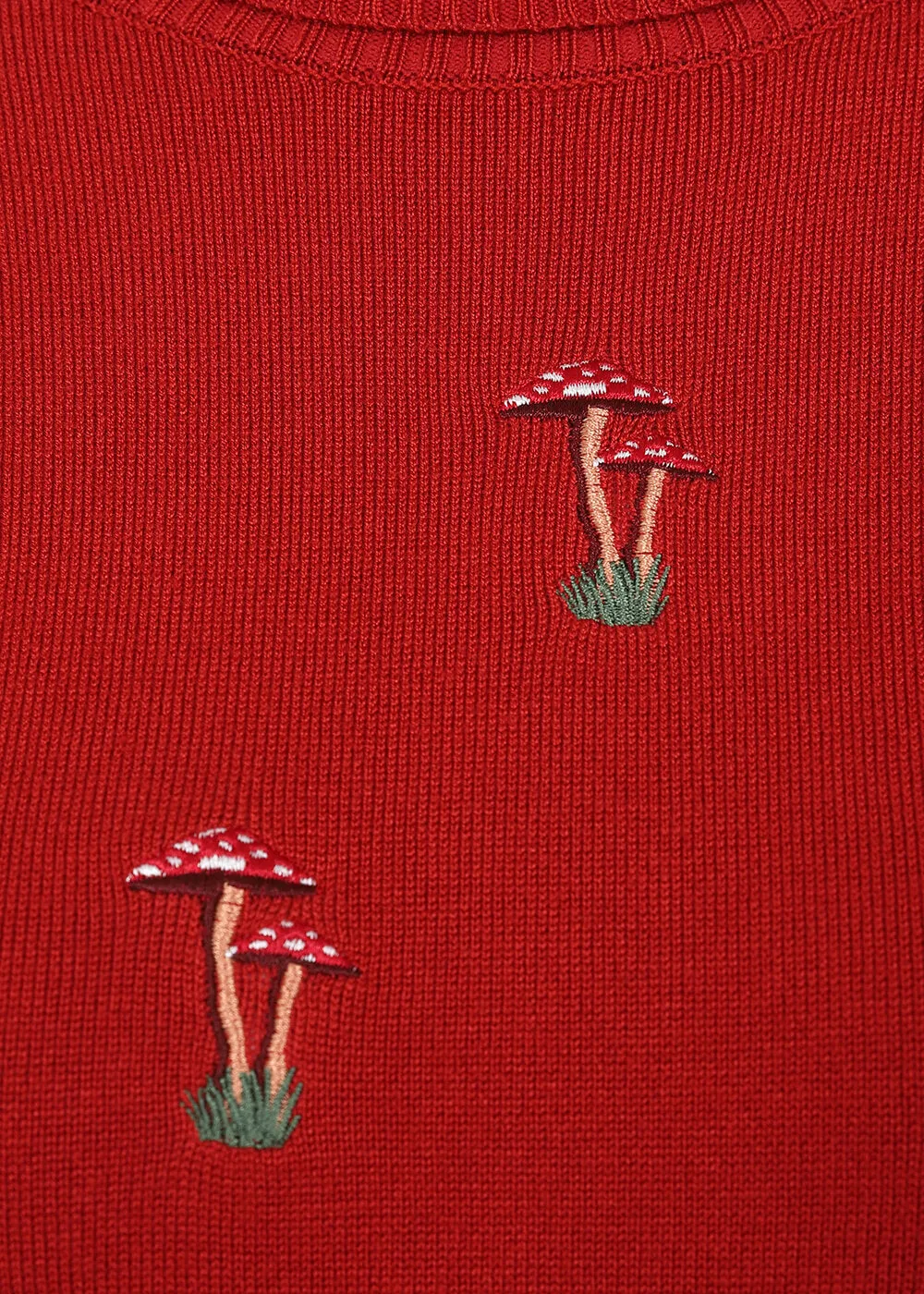 40's Red Mushroom Print Jumper - Banned Clothing