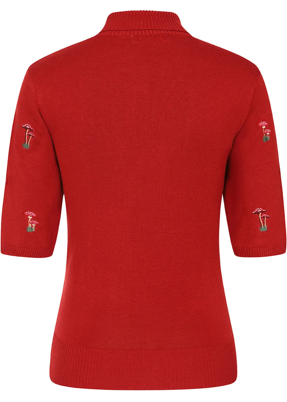 40's Red Mushroom Print Jumper - Banned Clothing