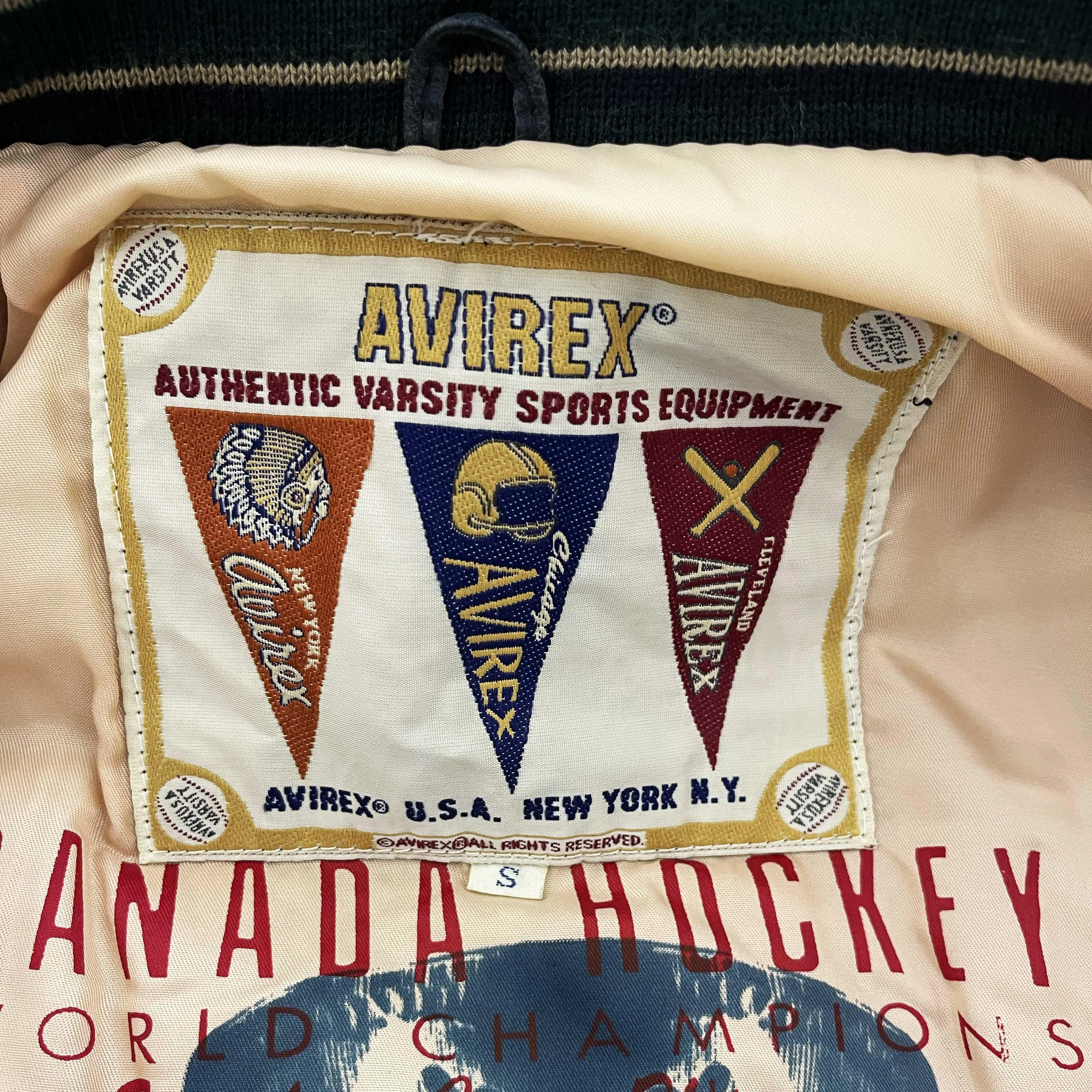 Avirex Leather Hockey Varsity Jacket - Small