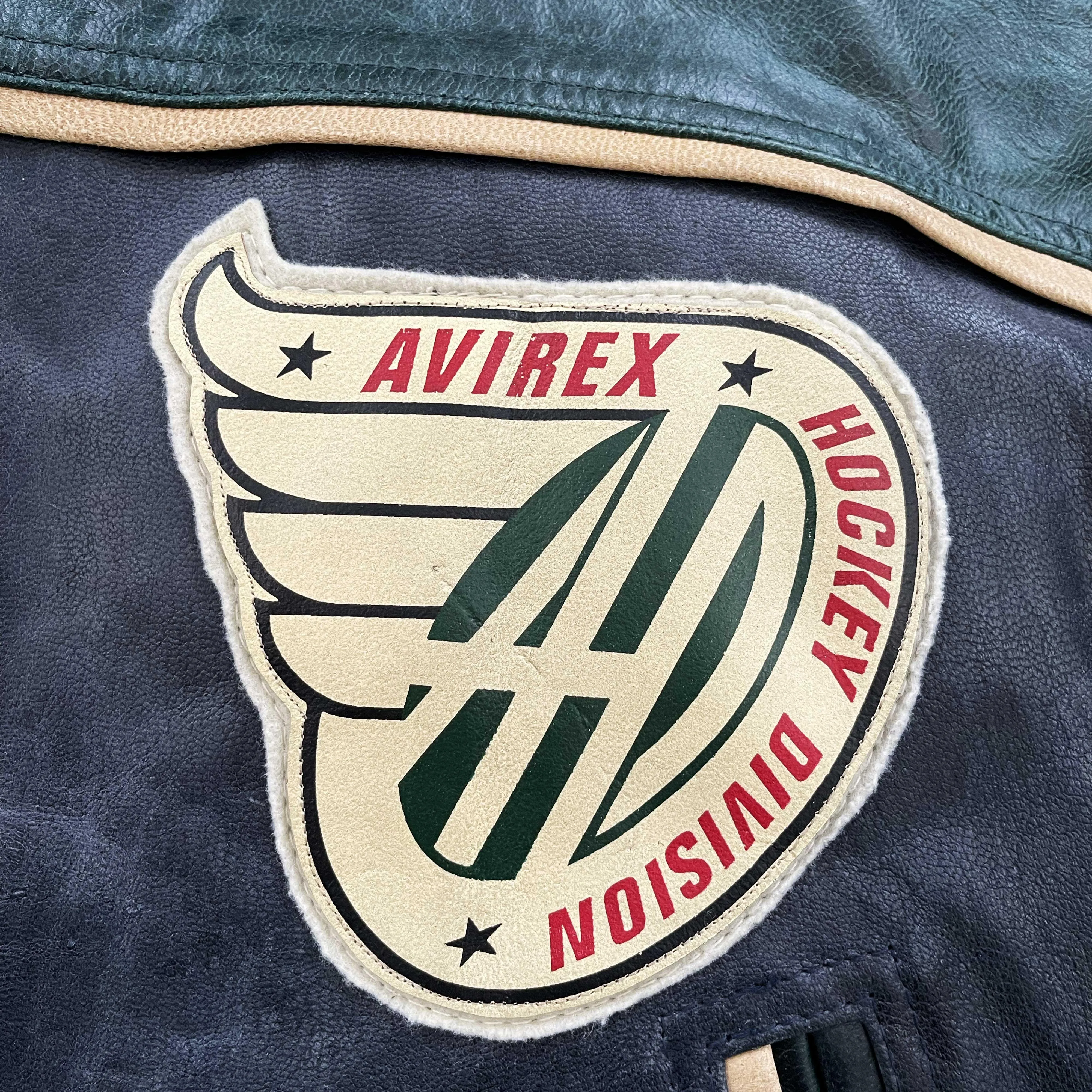 Avirex Leather Hockey Varsity Jacket - Small