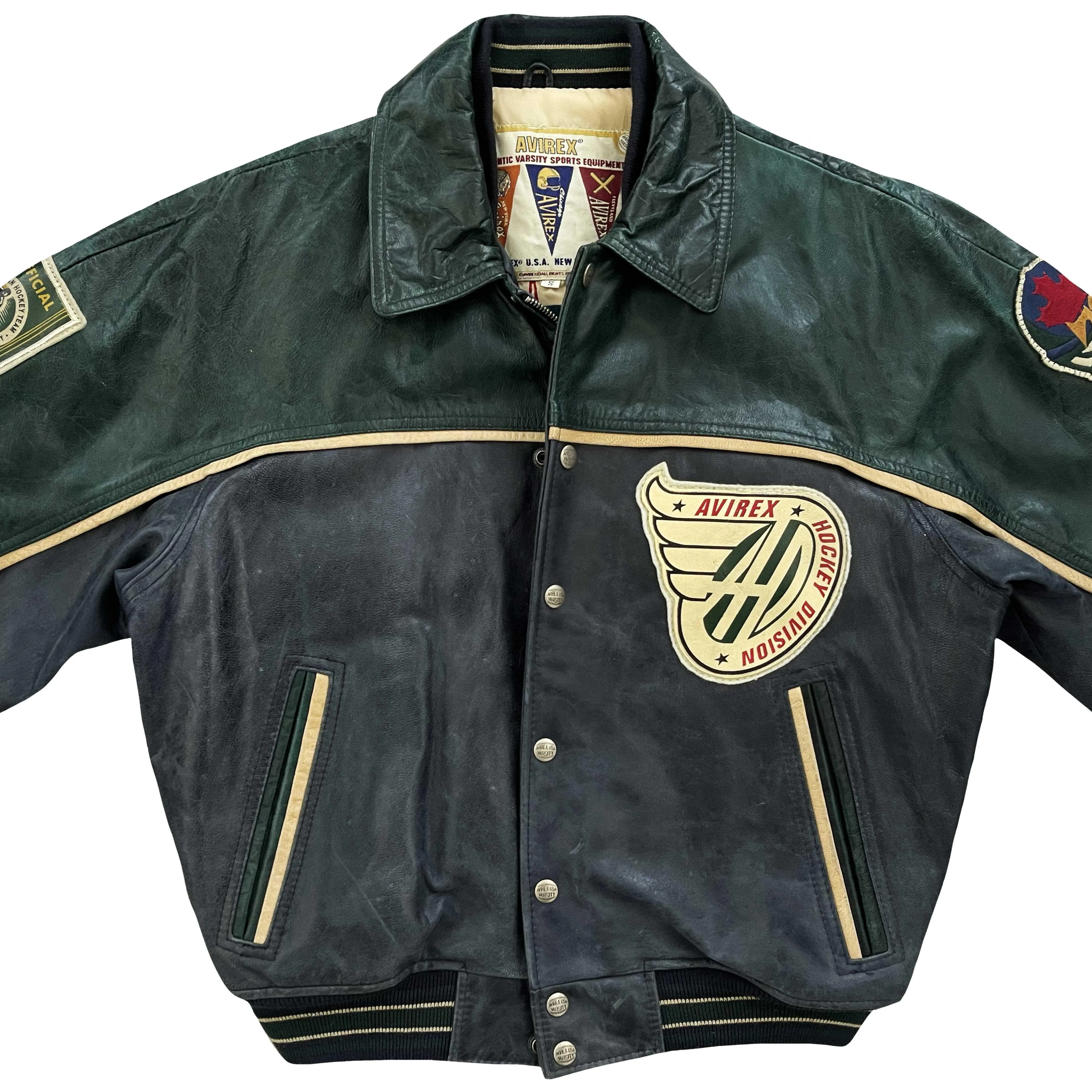 Avirex Leather Hockey Varsity Jacket - Small