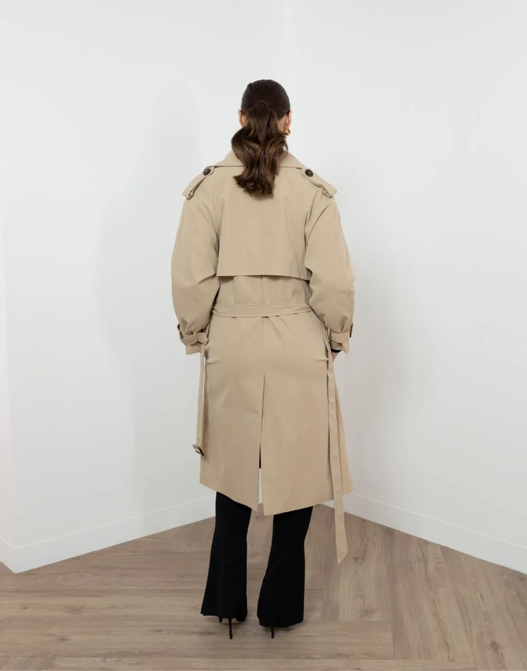 Beige Oversized Long Trench Coat by Winston