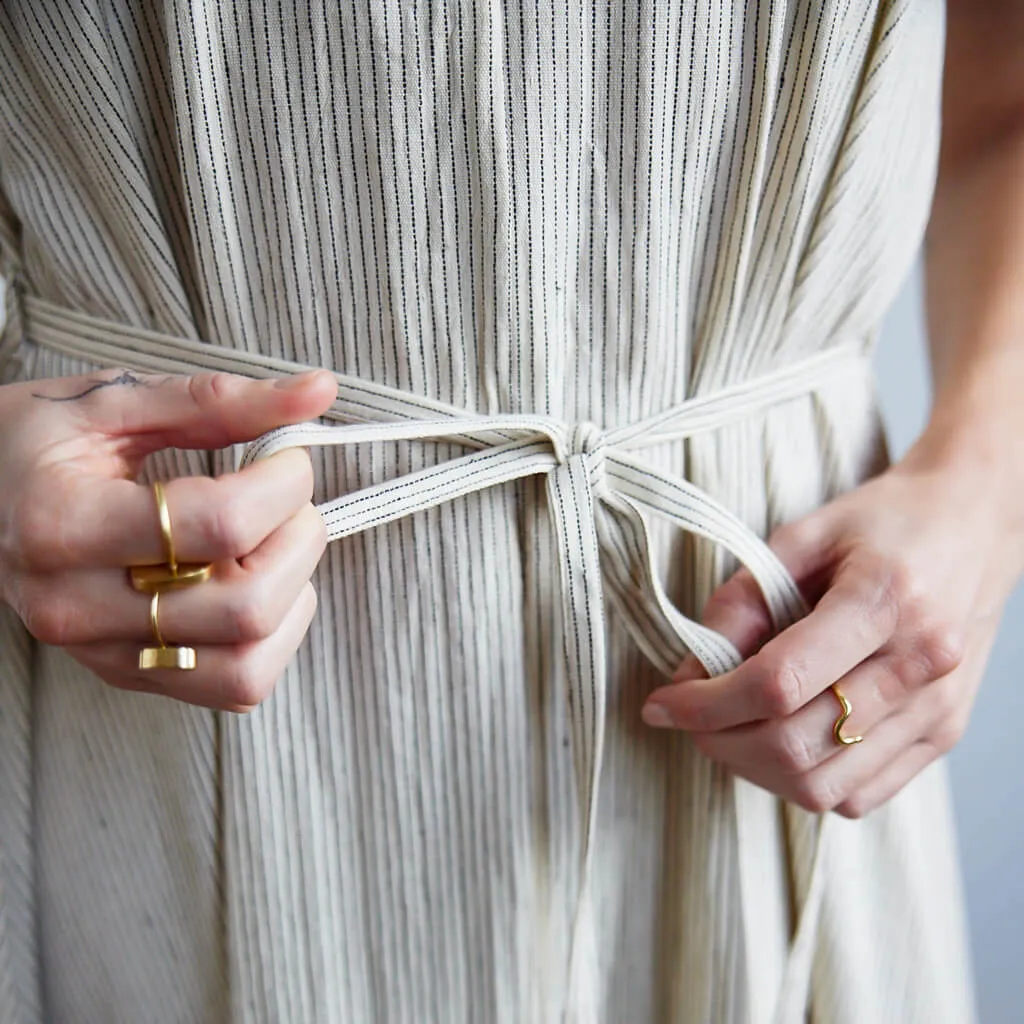 Pinstripe Belted Tank Dress