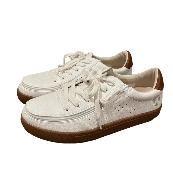 Women's Stylish White Brown Sneaker Low Bottom by Billy