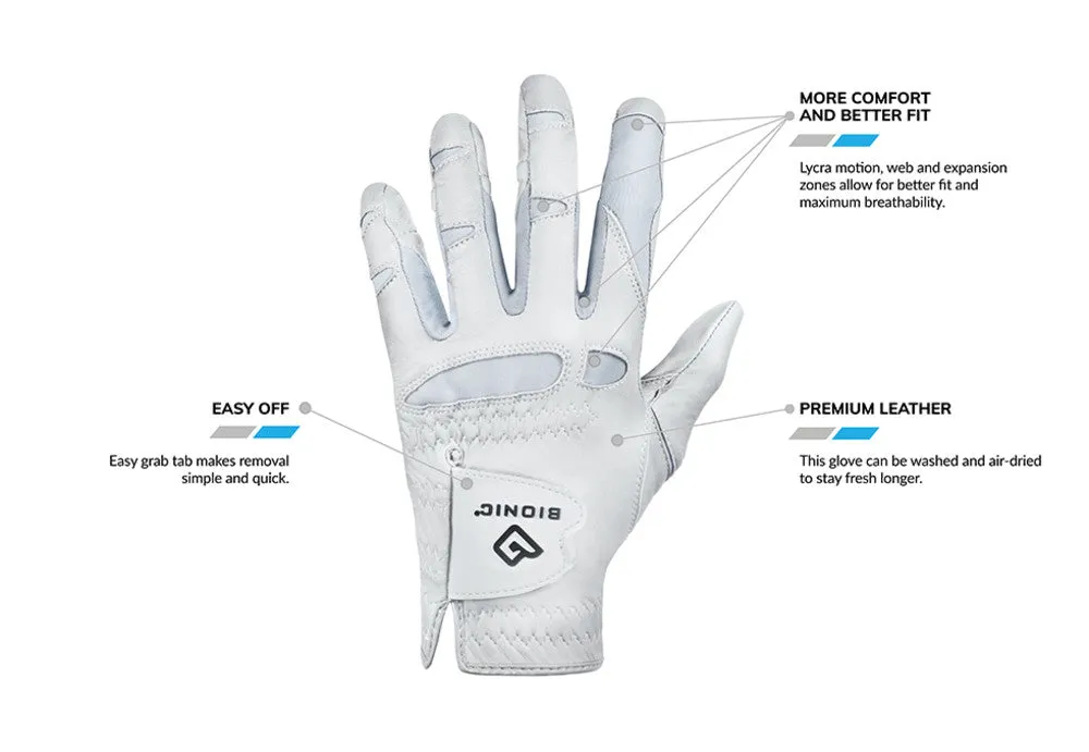 Bionic Golf Women's StableGrip 2.0 Glove - Periwinkle - Best Golf Glove for Women