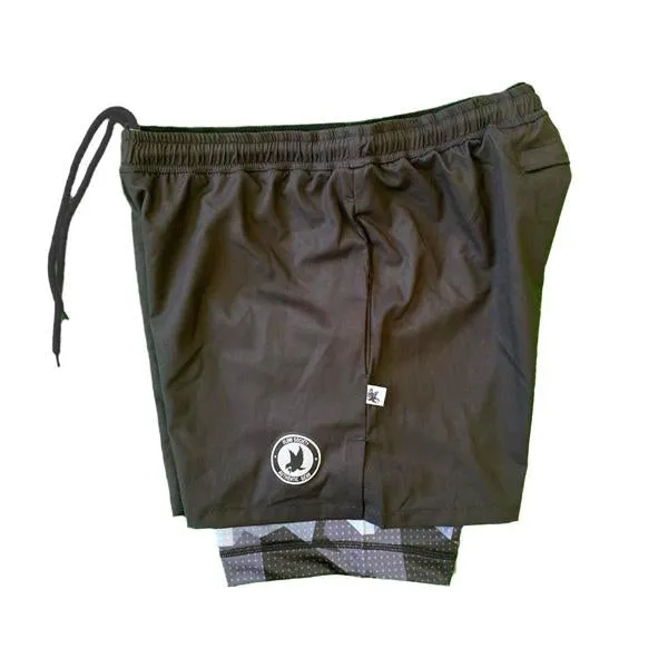 Black Eagle 7 Camo Compression Shorts - Men's 2-1 Solid