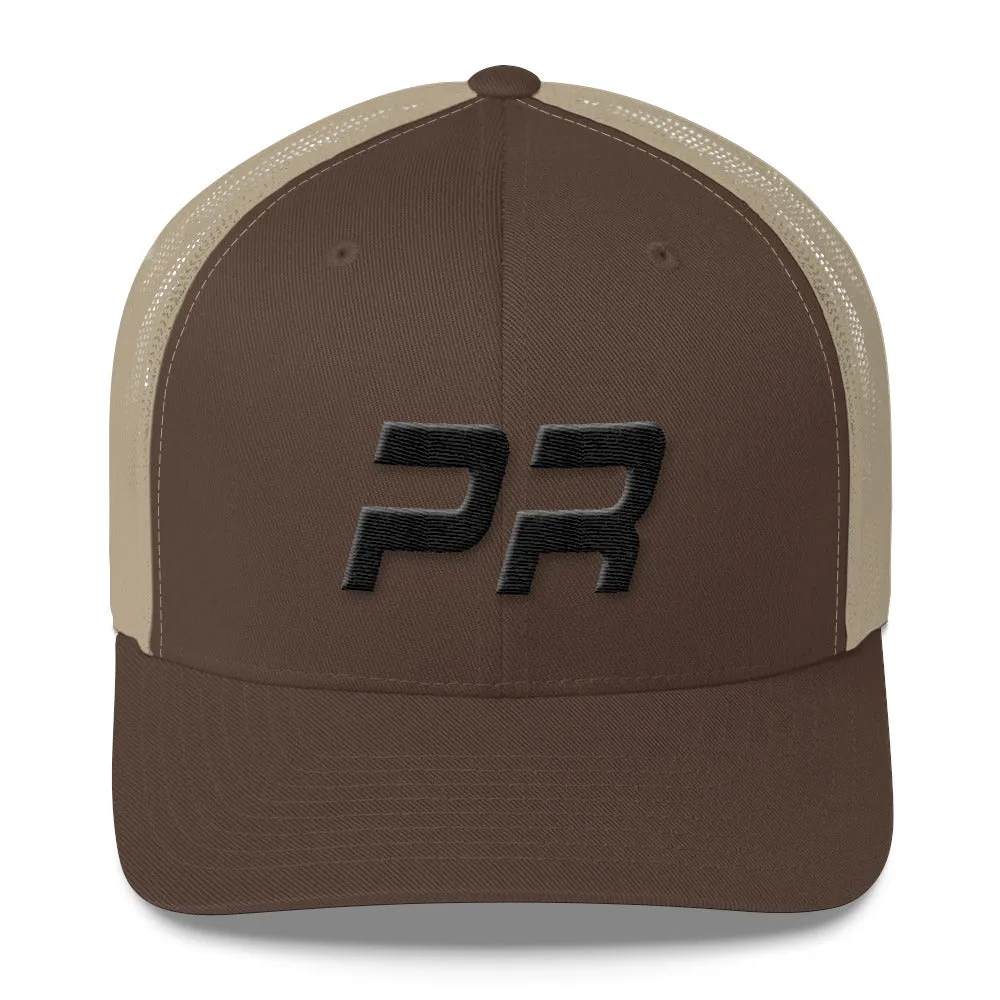 Black Embroidered Puerto Rico Trucker Cap - Many Color Options