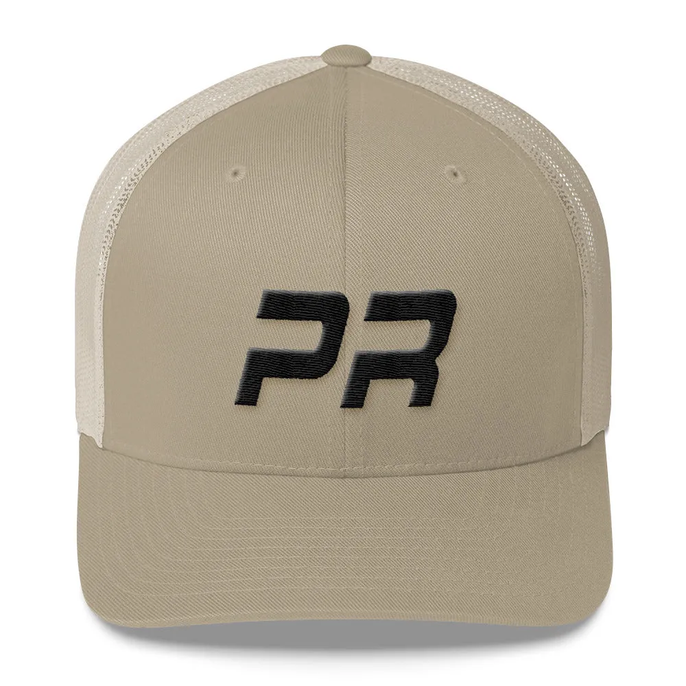 Black Embroidered Puerto Rico Trucker Cap - Many Color Options