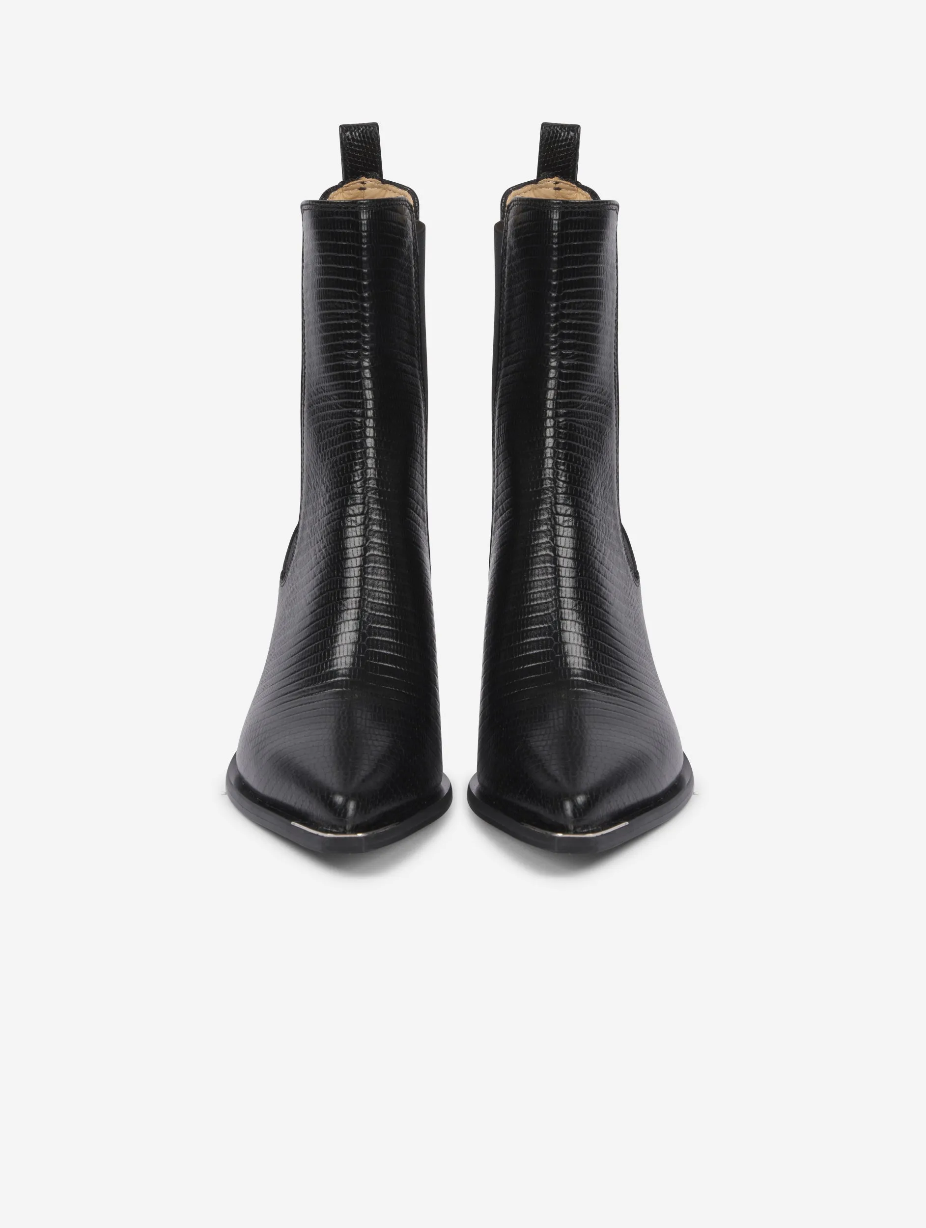 Black Lizard Skin Elasticated Boots