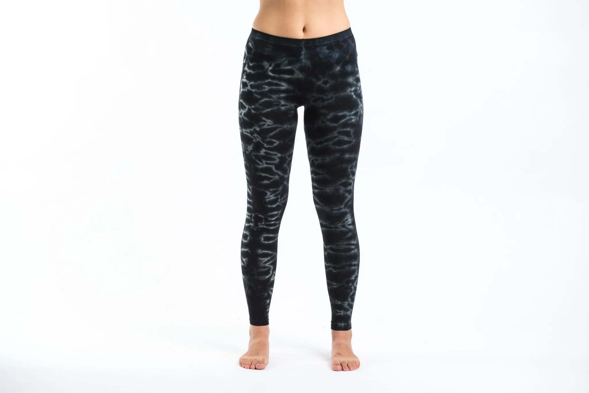 Black Marble Tie Dye Cotton Leggings.