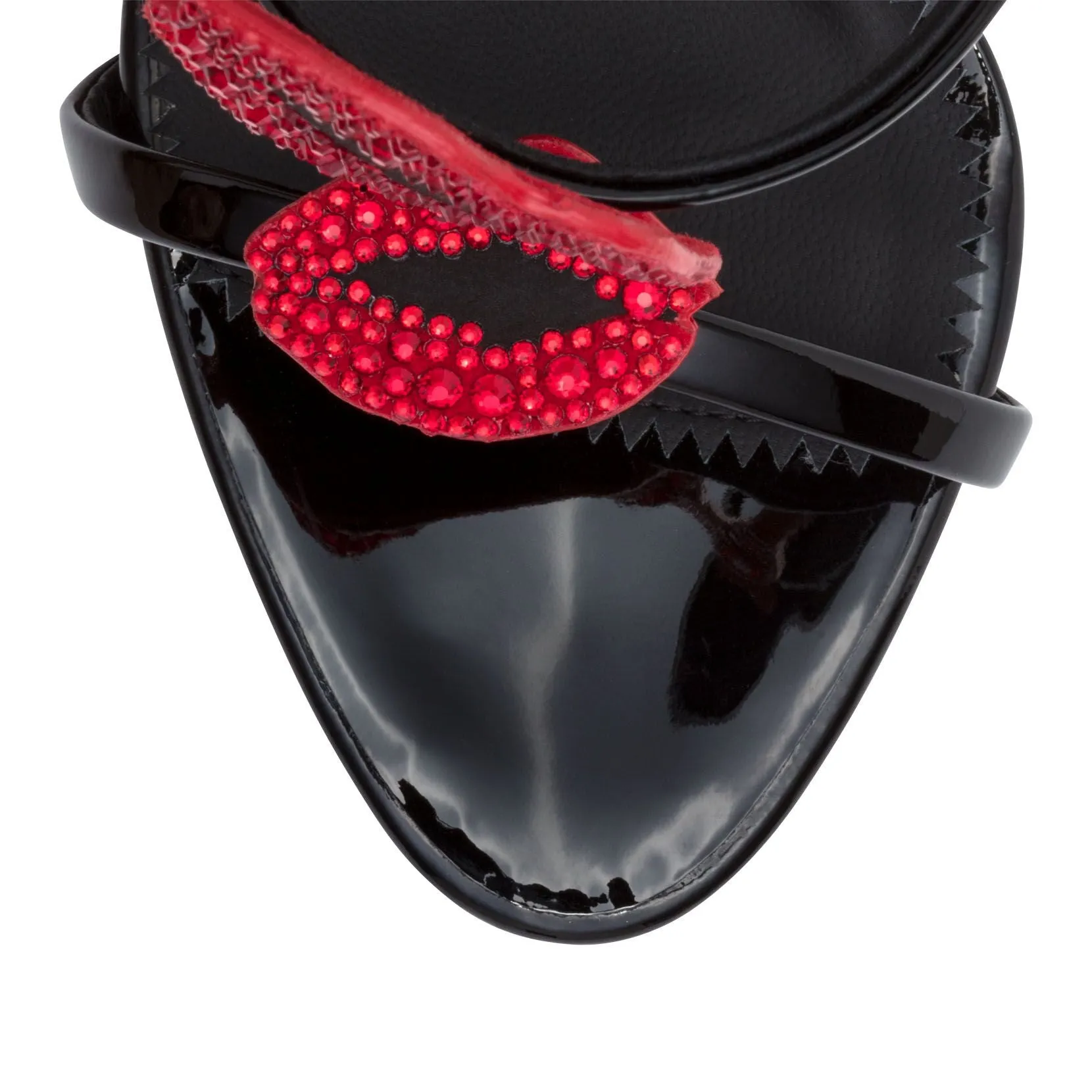 Black Patent Leather Harmony Bouche 120 Sandals by Giuseppe Zanotti