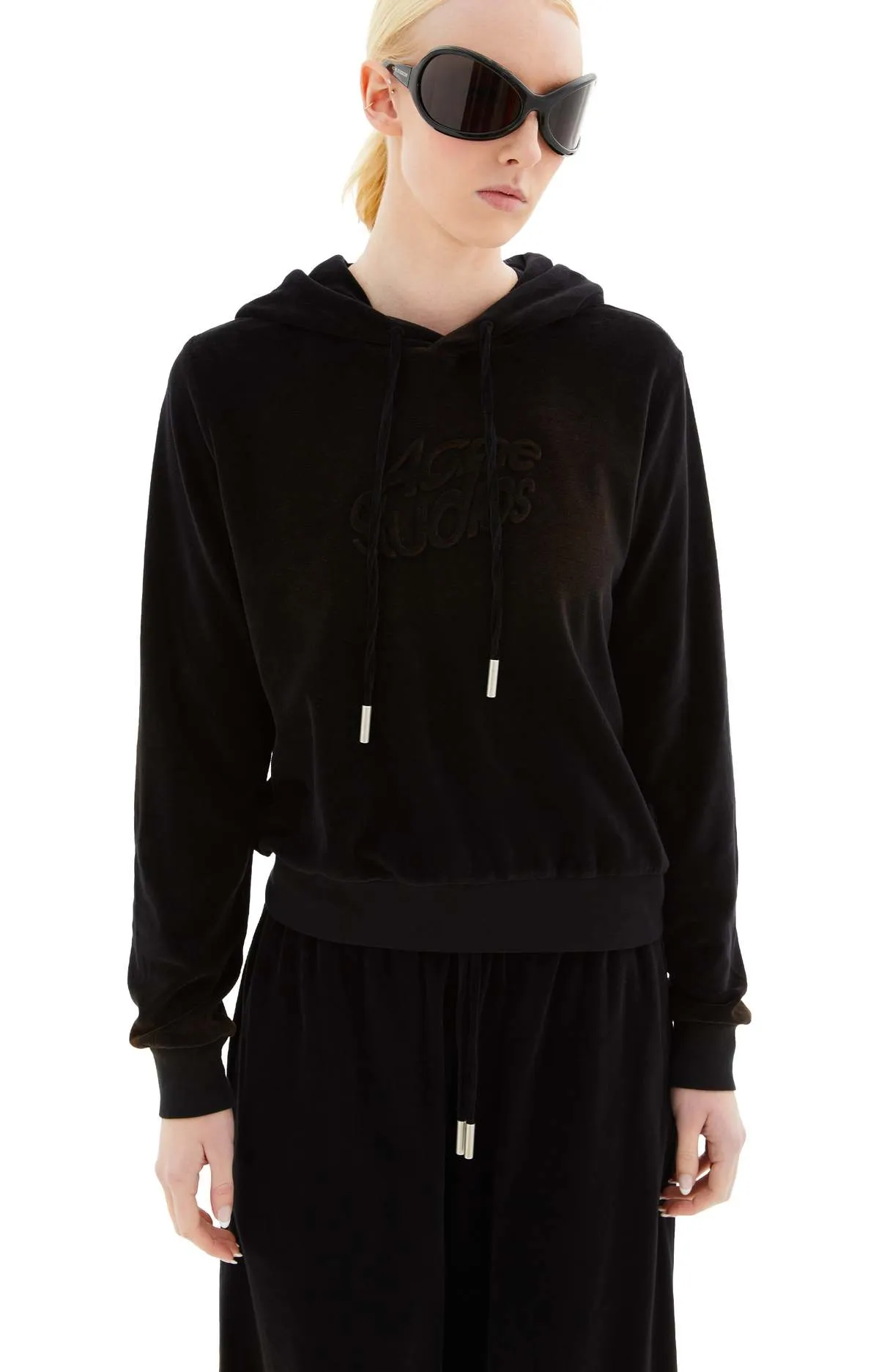 Black Velour Hooded Sweater