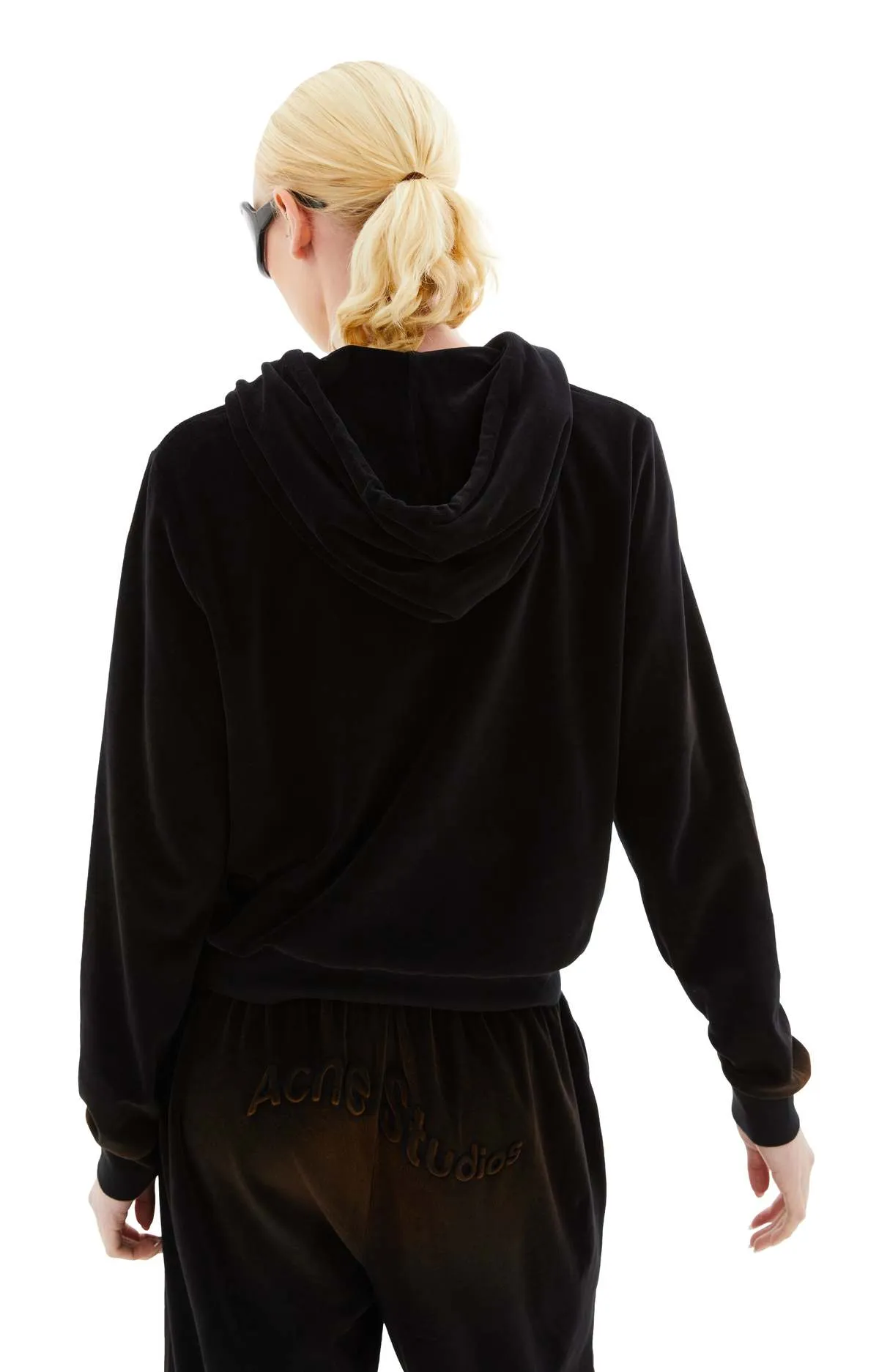 Black Velour Hooded Sweater