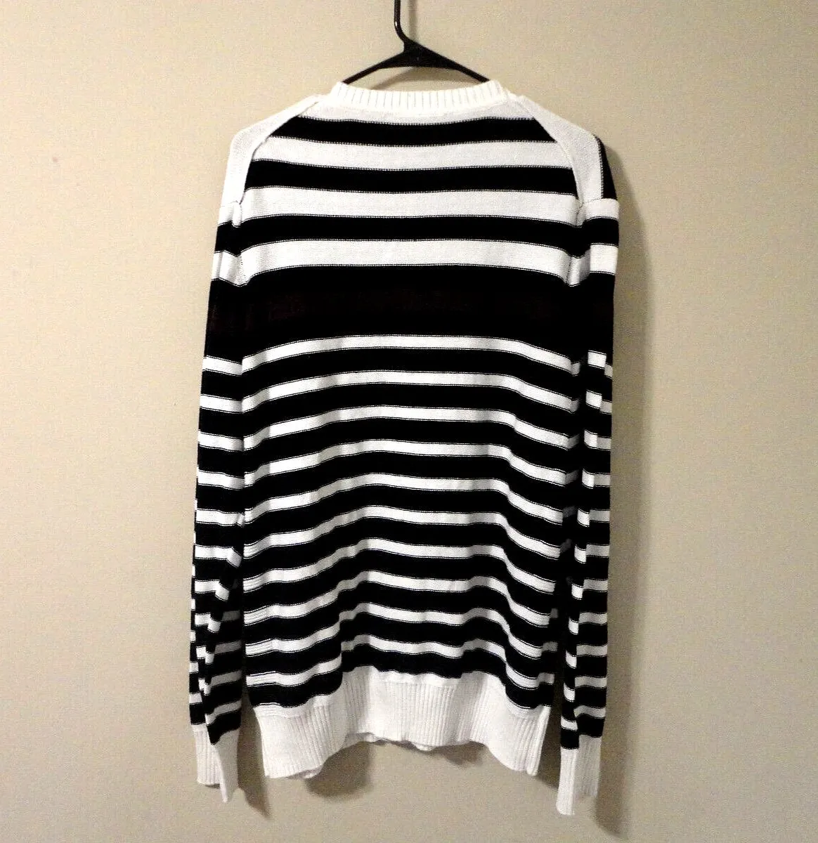 Black Wide Striped Cardigan Sweater by Sean John