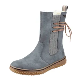 Blue Chelsea Boots for Women with Zipper and Faux Fur Lining by Rieker