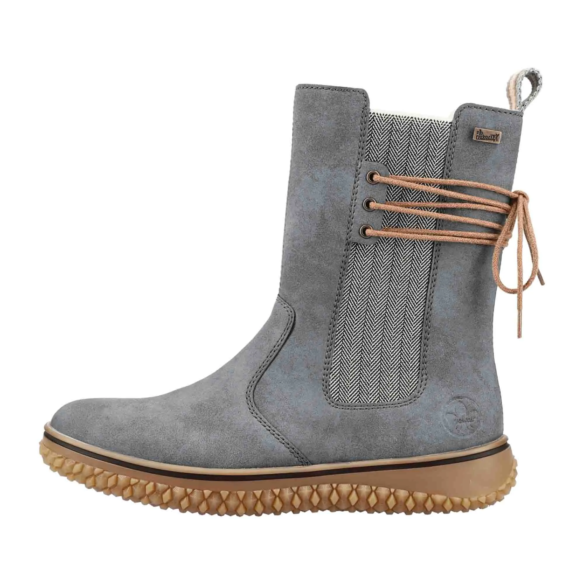 Blue Chelsea Boots for Women with Zipper and Faux Fur Lining by Rieker