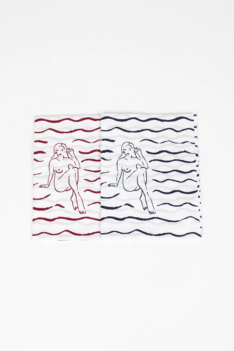 Blue Red Tenugui Towel 2-Pack