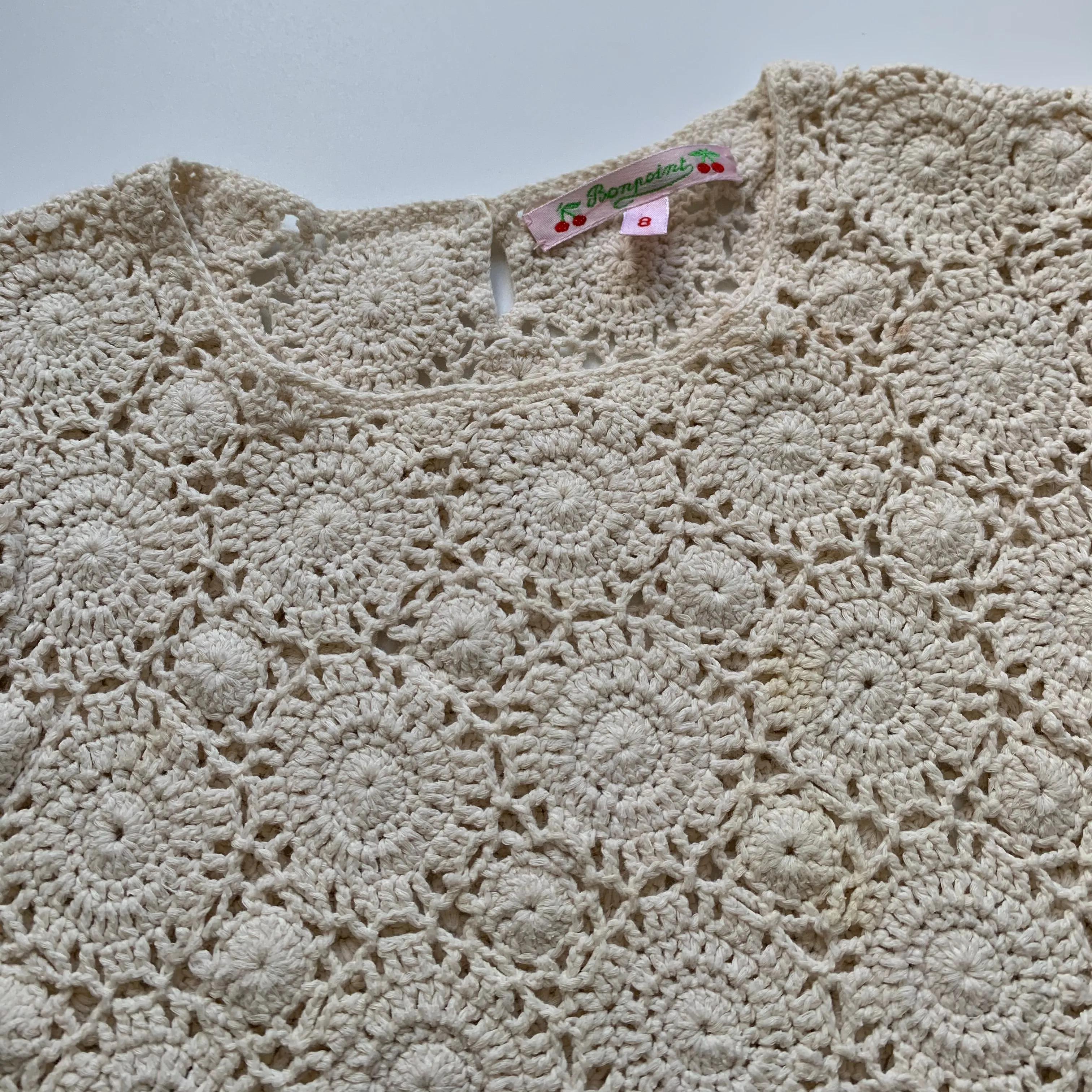 Bonpoint Cream Crochet Top Size 8 Years