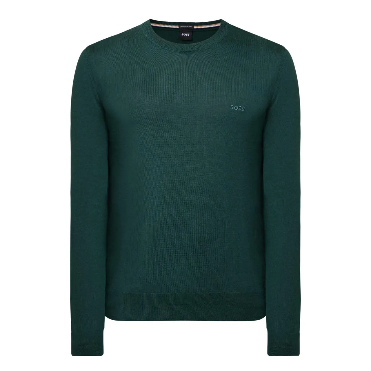 BOSS Sustainable Edit Botto Logo Embroidered Sweater Dark Green