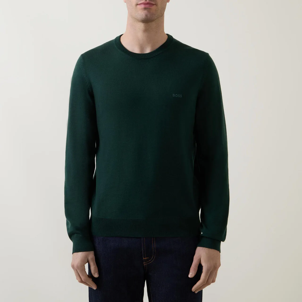 BOSS Sustainable Edit Botto Logo Embroidered Sweater Dark Green