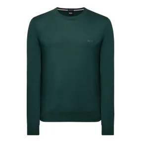 BOSS Sustainable Edit Botto Logo Embroidered Sweater Dark Green