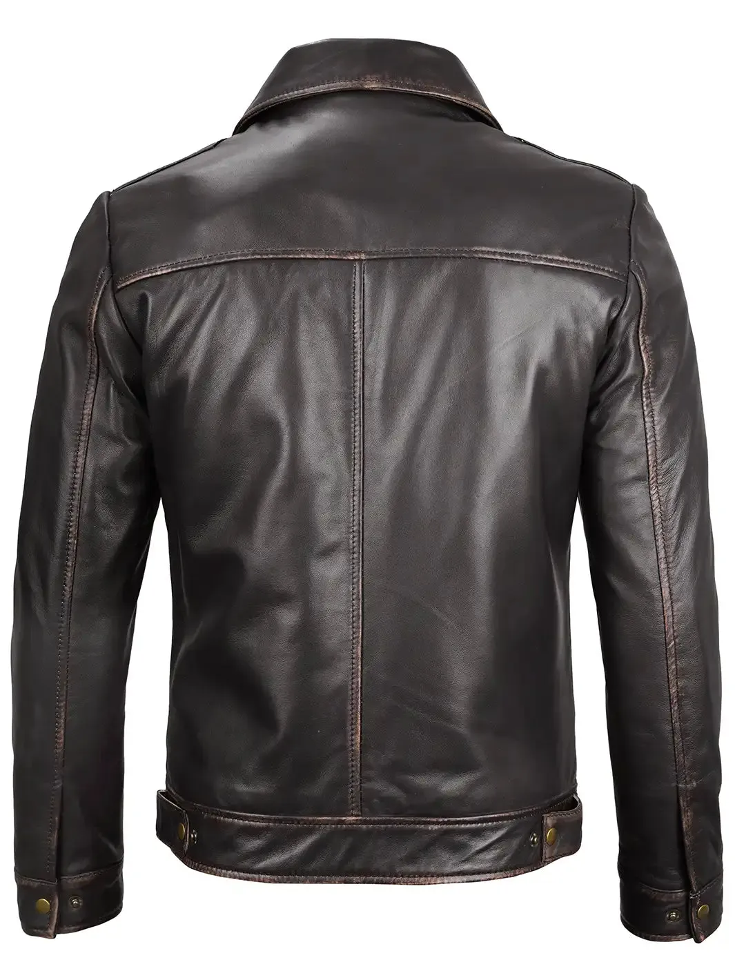 Brown Distressed Leather Motorcycle Jacket for Men - John Wick Style