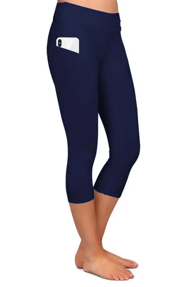 Capri Leggings with Pockets - Soft Feel - Yoga Comfort - Solid Colors