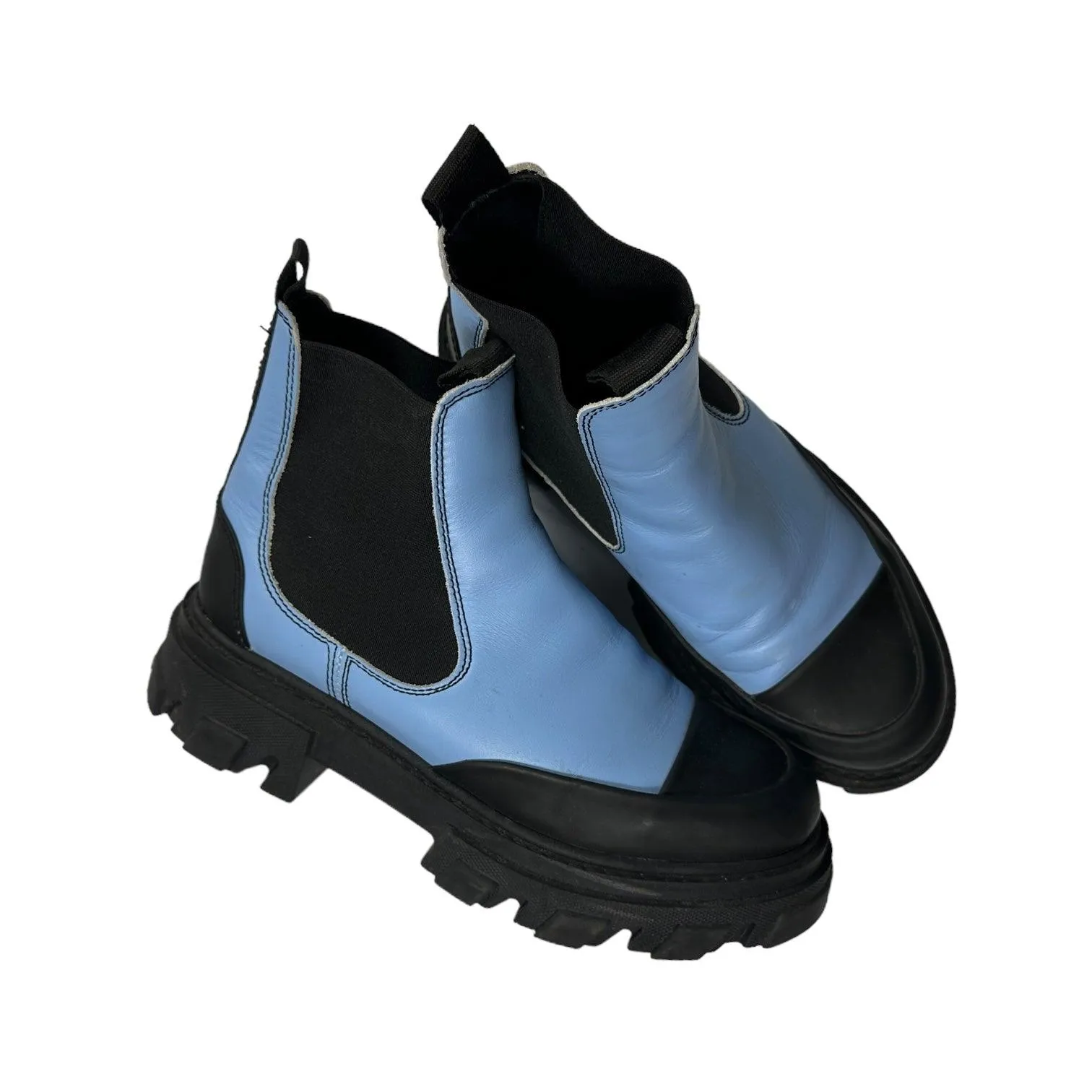 Chunky Blue Ankle Boots by GANNI