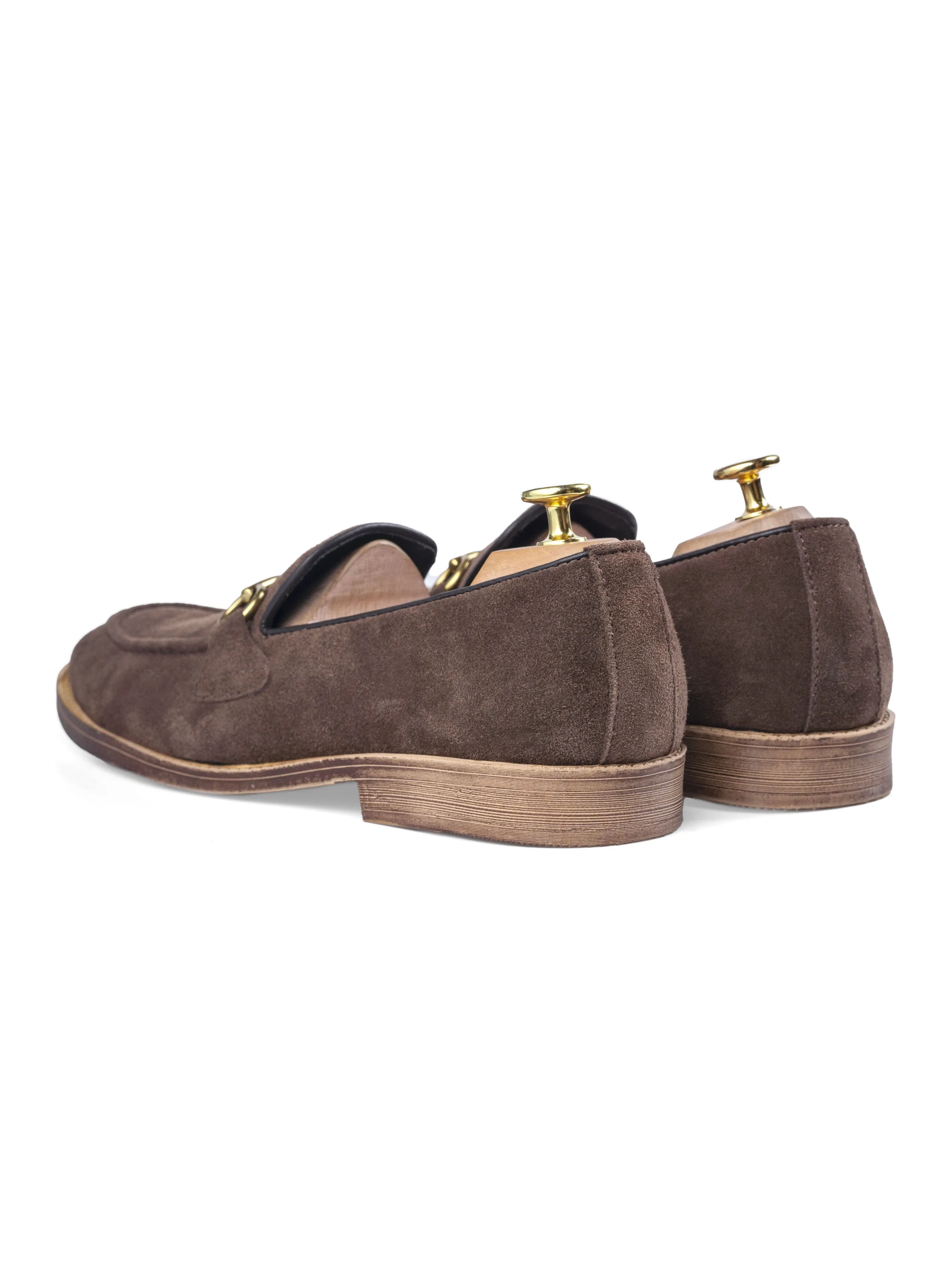 Coffee Suede Leather Horsebit Loafer with Flexi-Sole