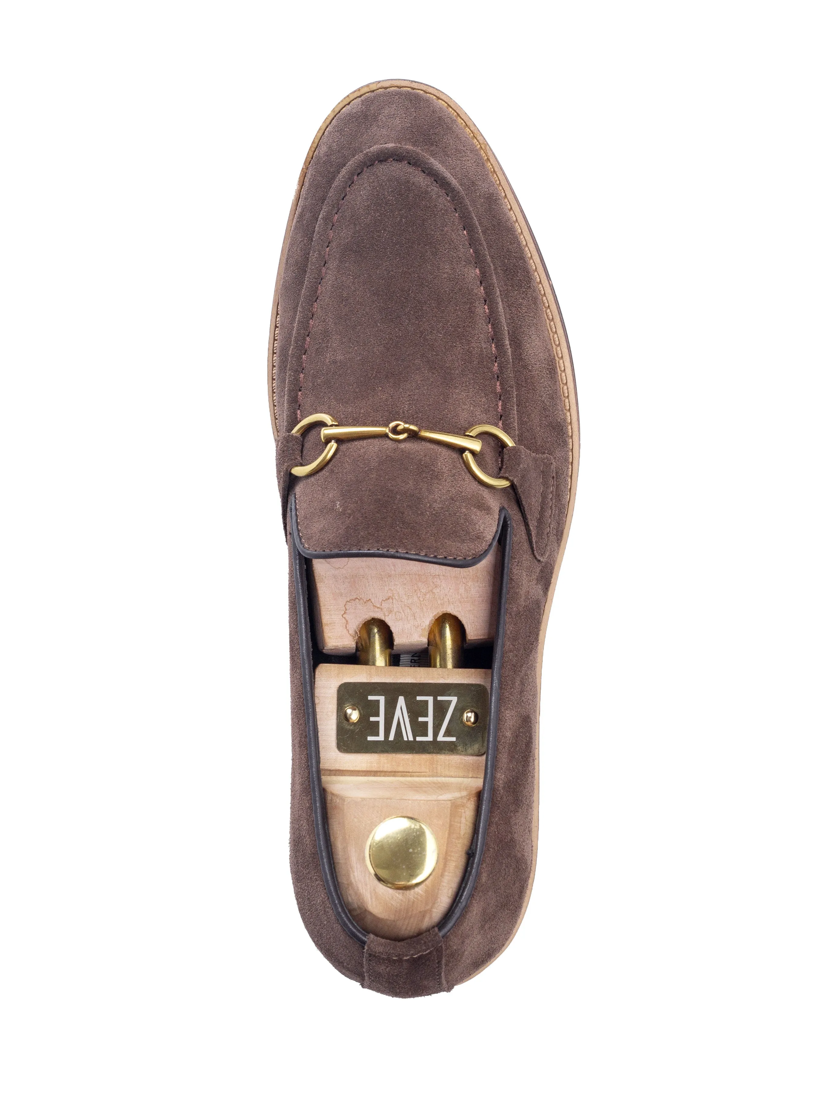 Coffee Suede Leather Horsebit Loafer with Flexi-Sole