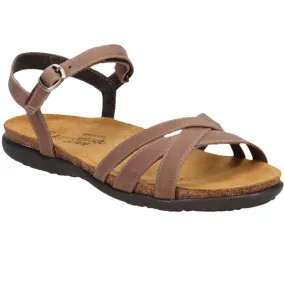 Comfortable Women's Leather Sandals in Oily Bark Color