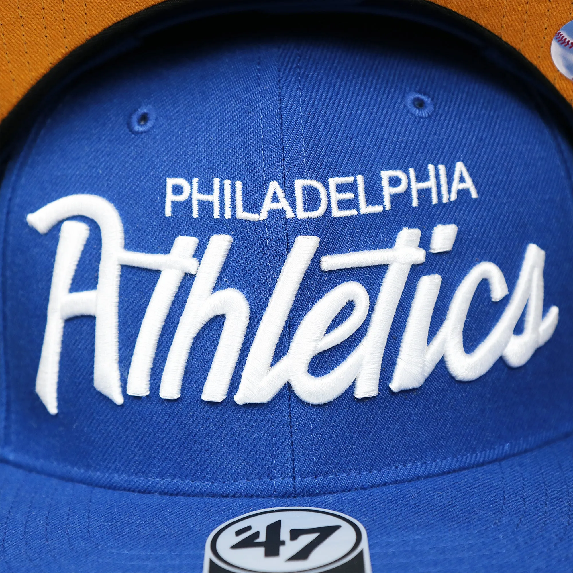 Cooperstown Philadelphia Athletics Wordmark Retro Athletics Side Patch Snapback - Royal Blue Snapback