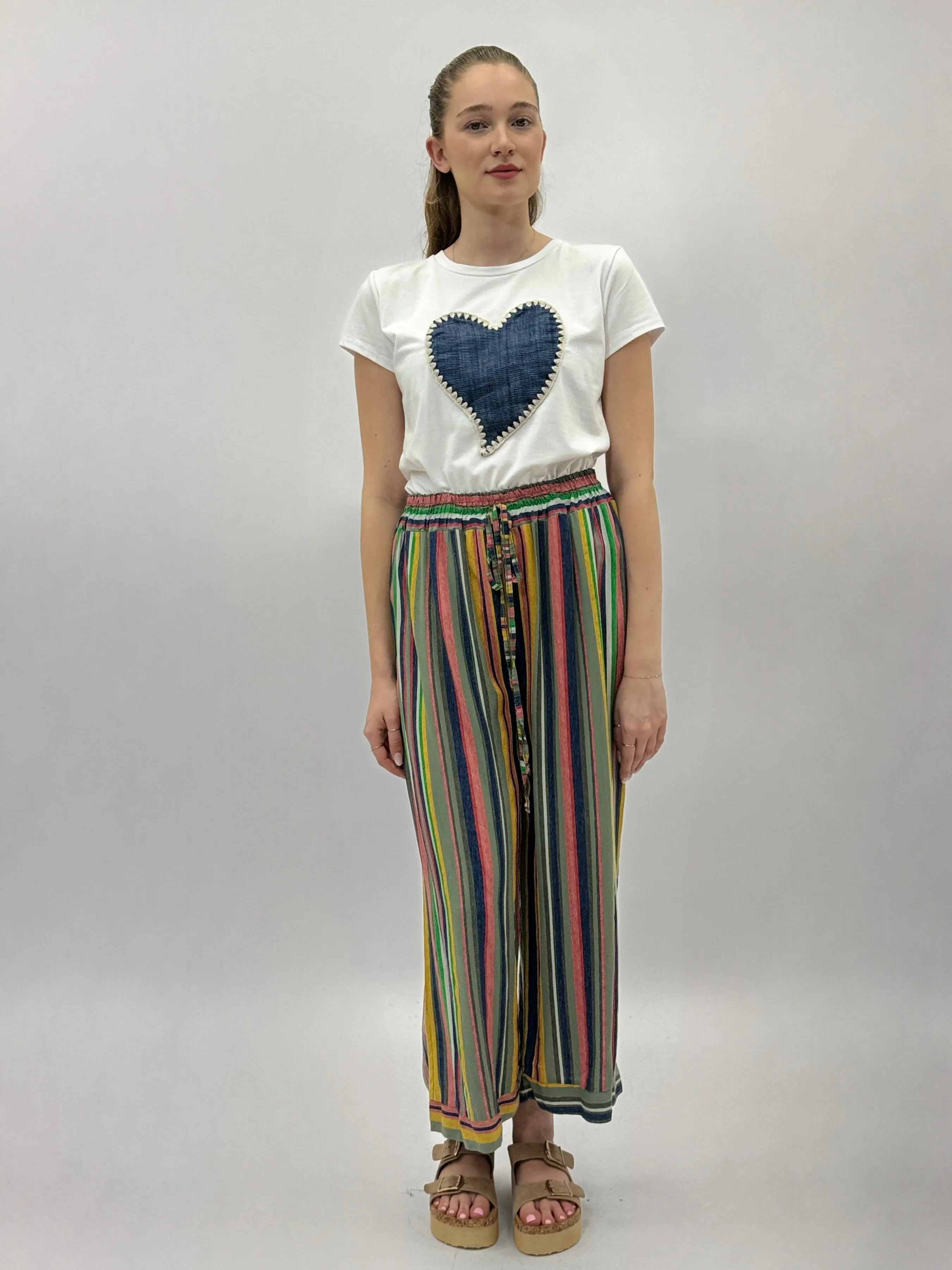 Cotton T-shirt with Denim Heart