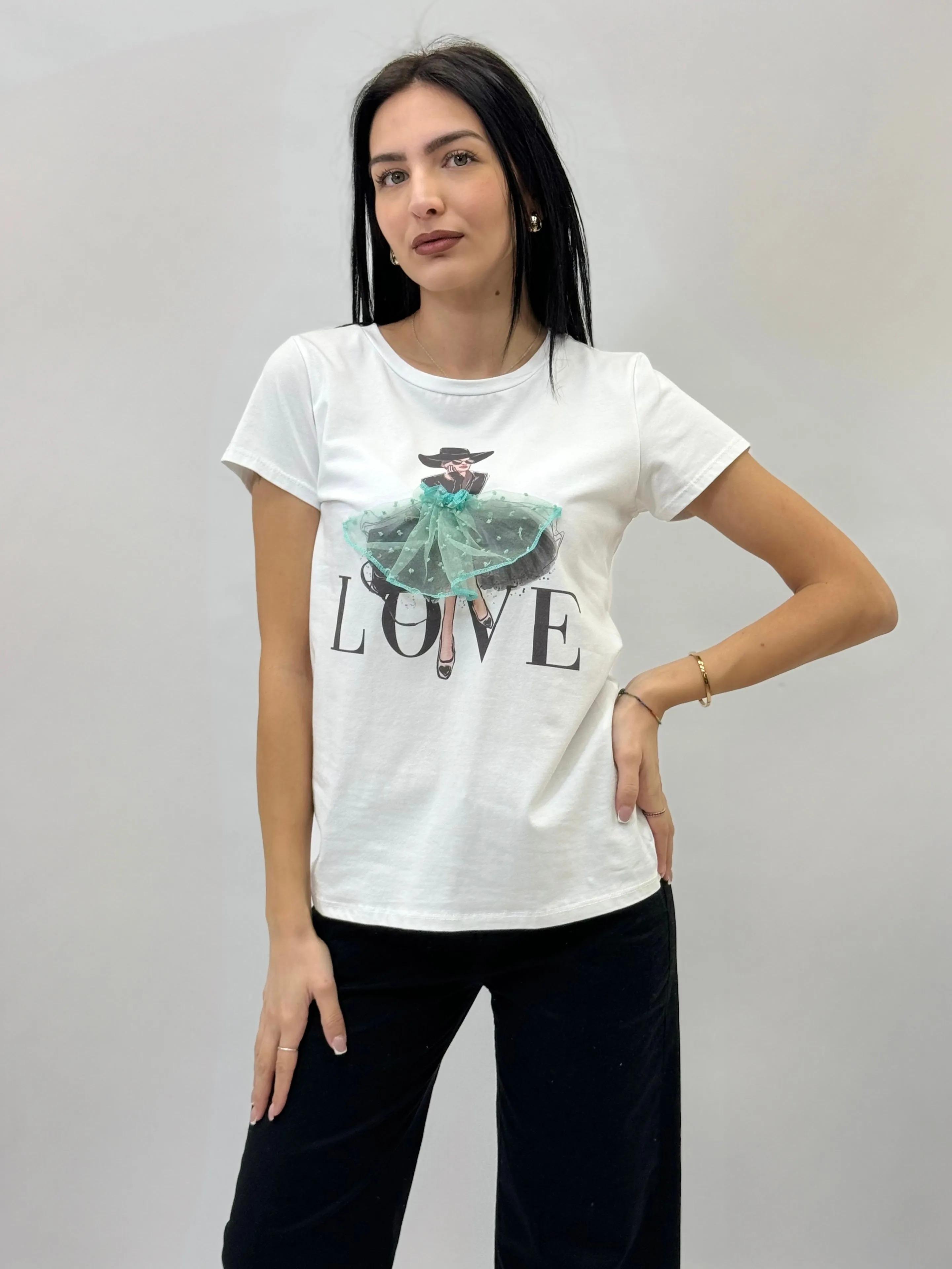 Cotton T-shirt with LOVE print