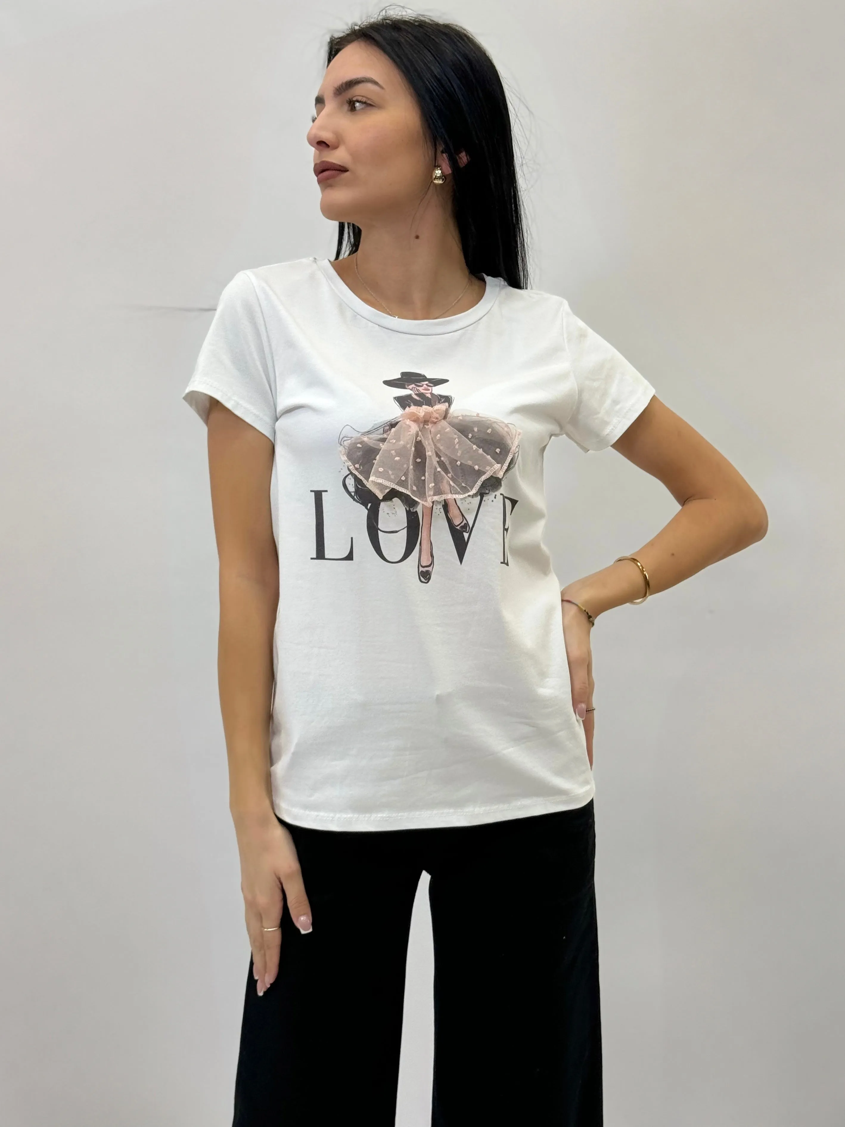 Cotton T-shirt with LOVE print