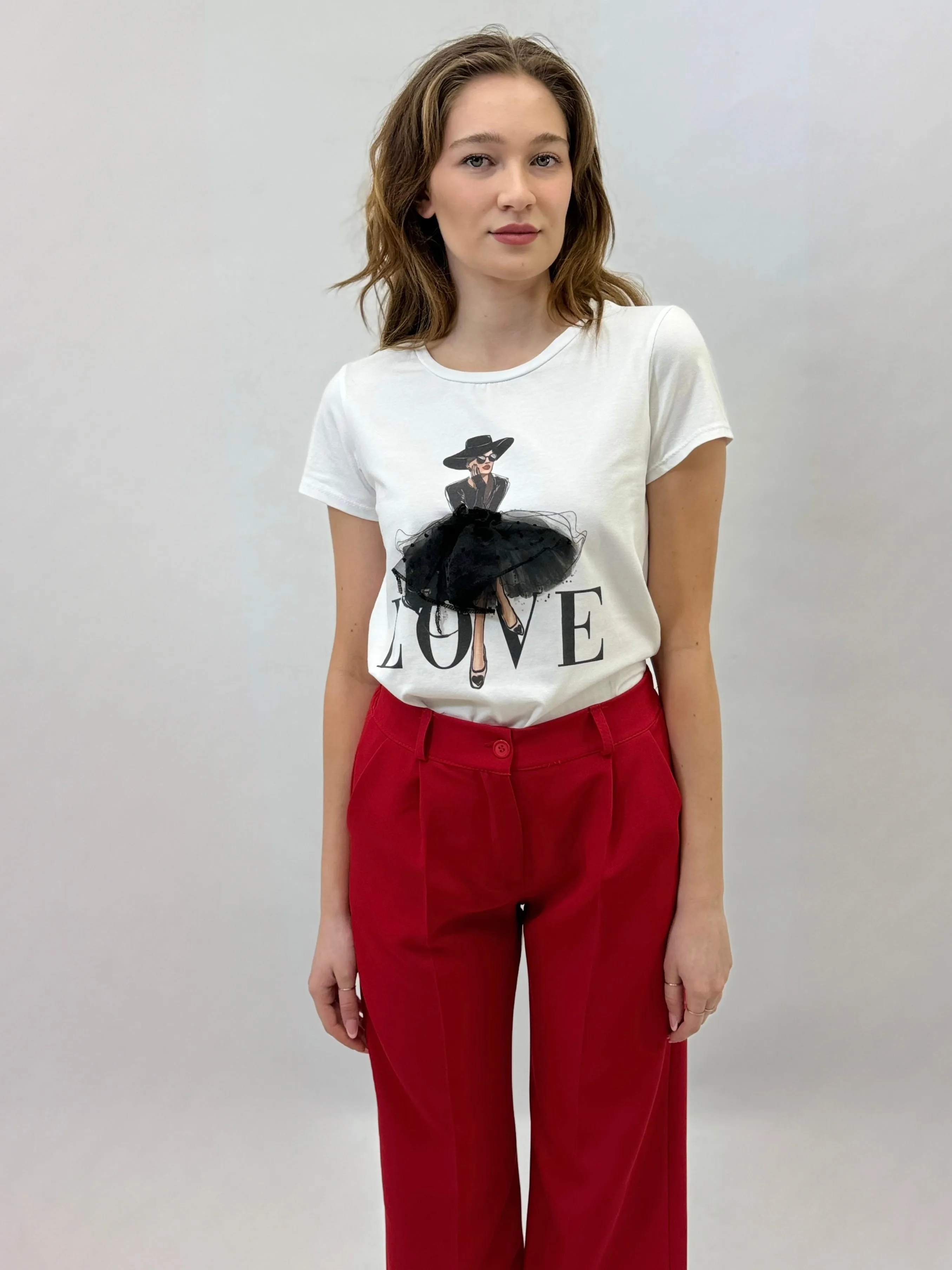 Cotton T-shirt with LOVE print