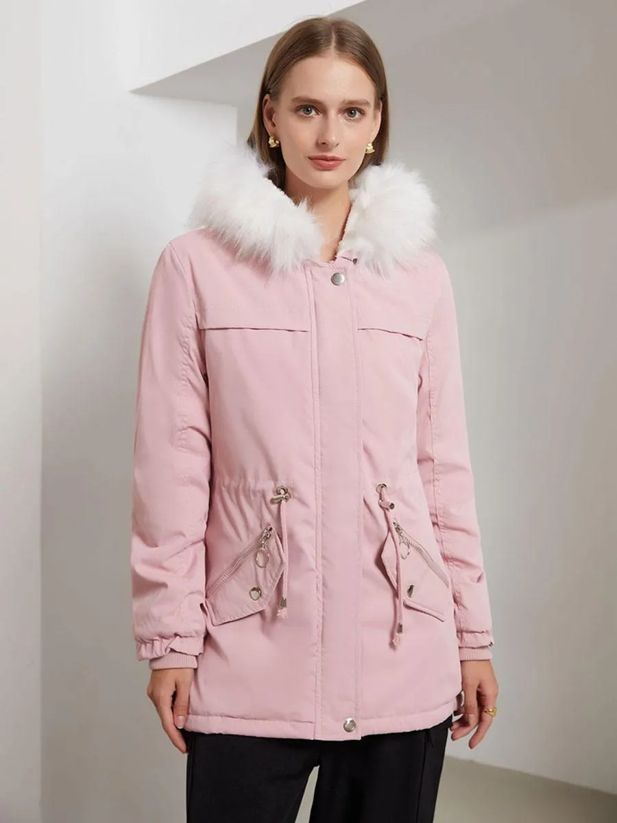 Cozy Pink Cotton Hooded Winter Coats for Women 2024.