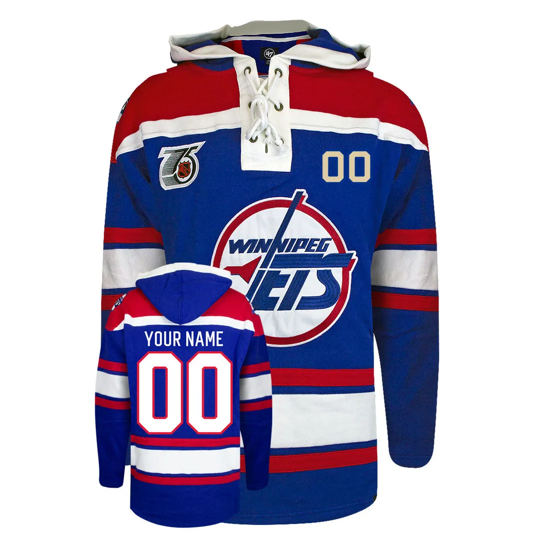 Custom Winnipeg Jets 47-inch Retro Premium Lacer Hoodie