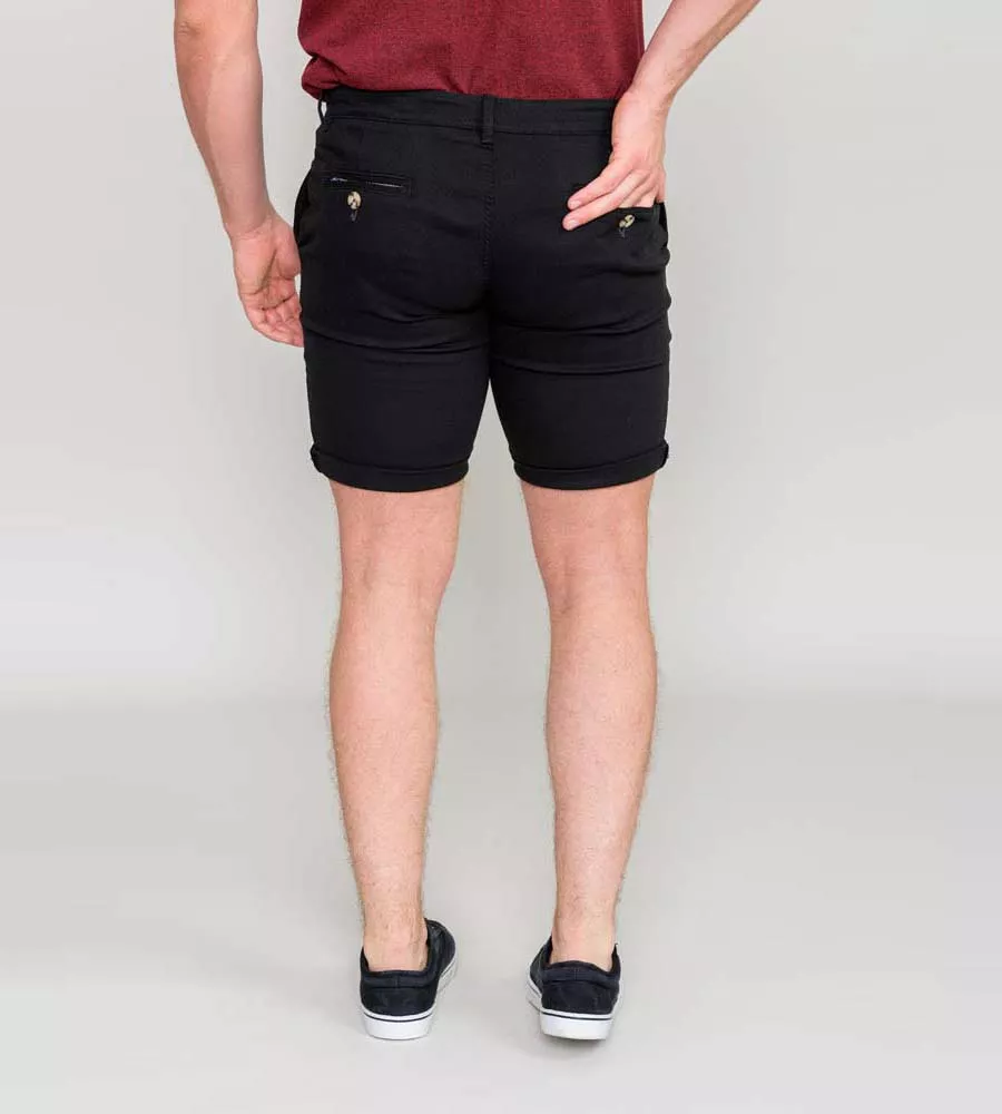 Men's Black Stretch Chino Shorts (BASILDON 1)