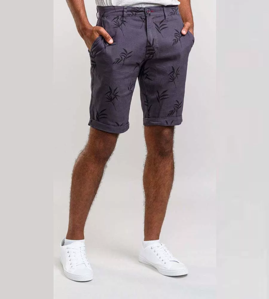 Men's Navy Printed Stretch Side Pocket Shorts (CHAPMAN 1)