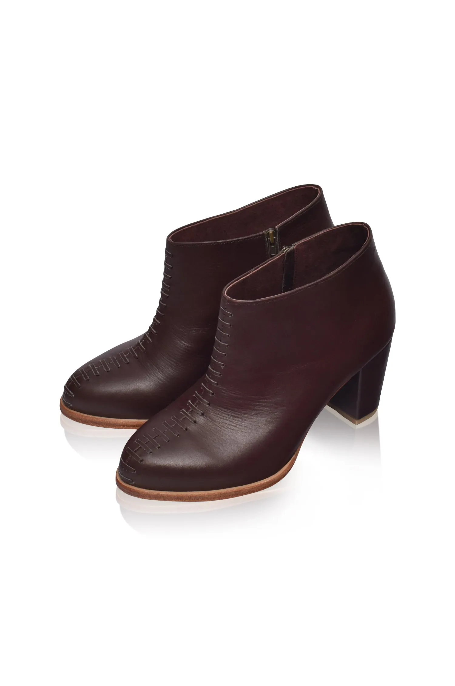 Dark Brown Monte Carlo Leather Booties