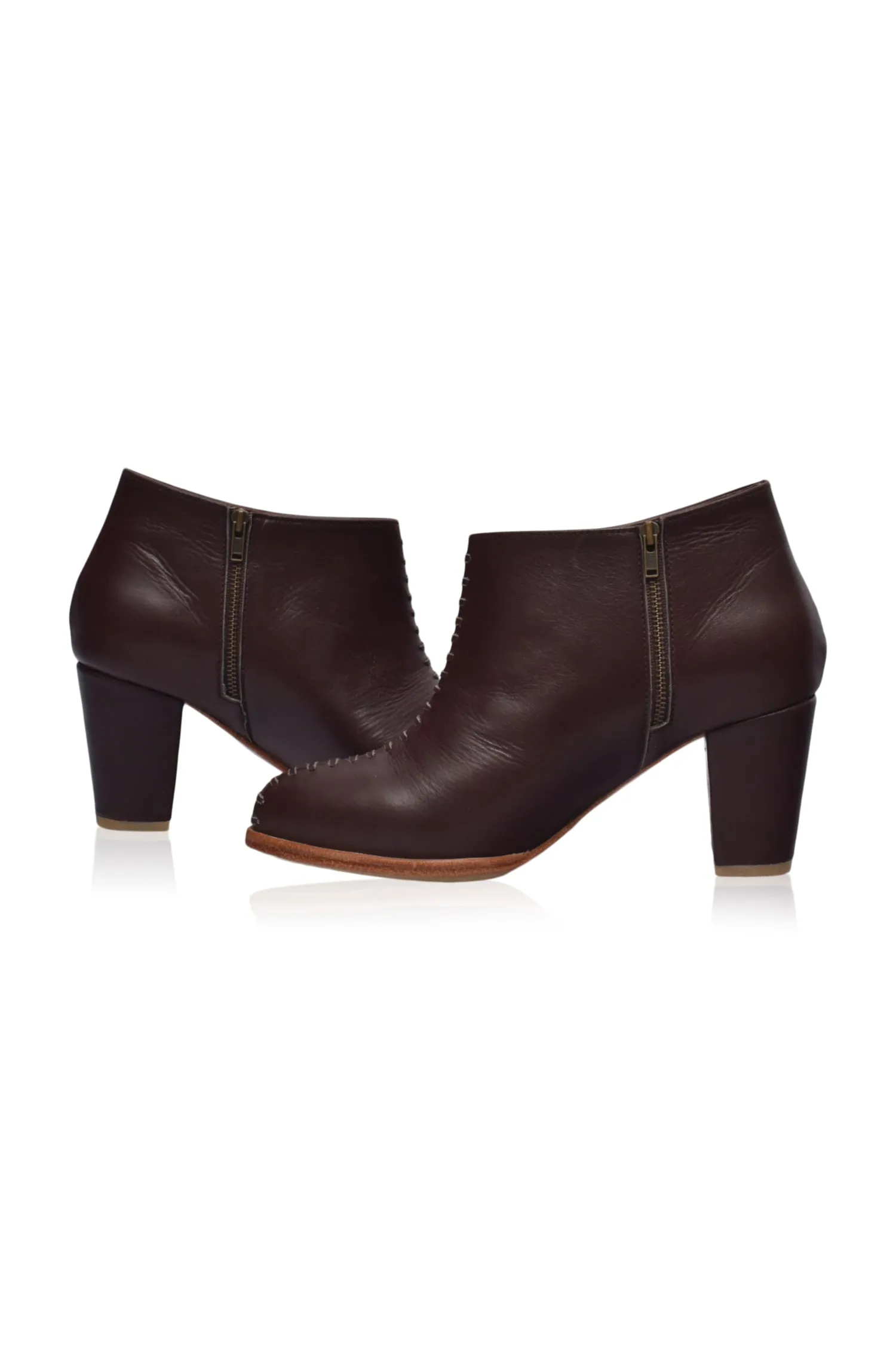 Dark Brown Monte Carlo Leather Booties