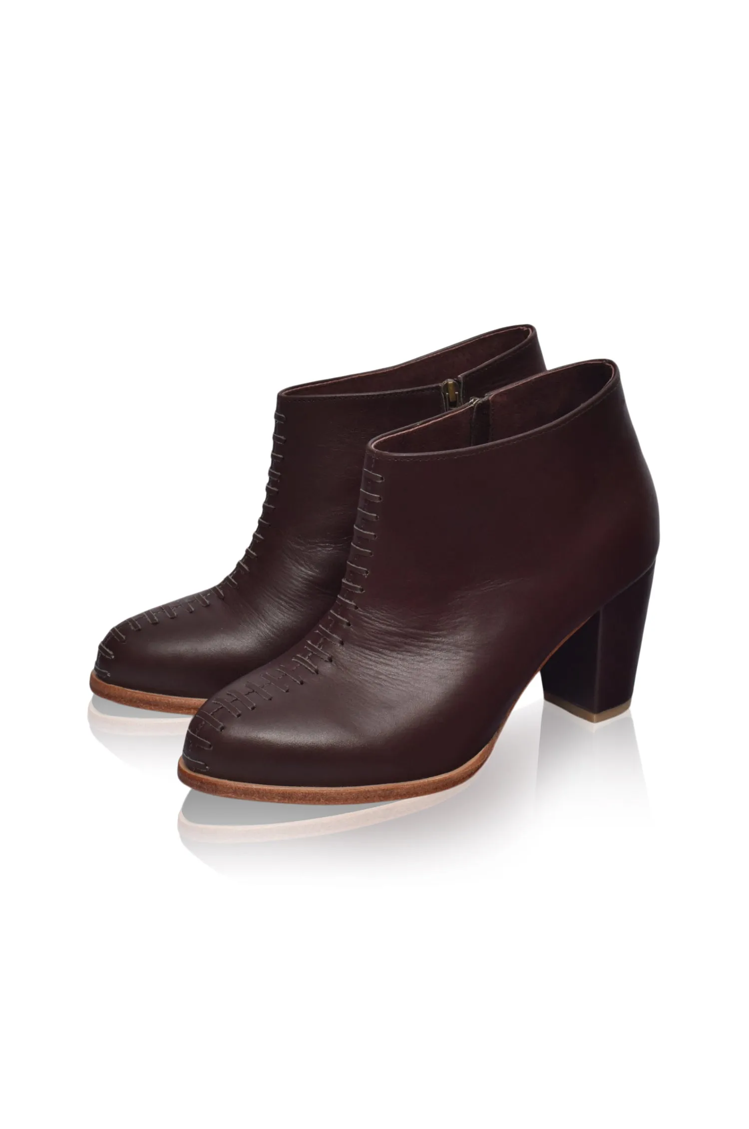 Dark Brown Monte Carlo Leather Booties