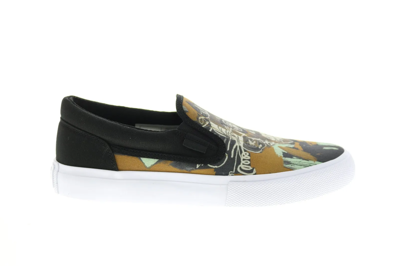 DC Basquiat collaboration limited edition slip-on black sneakers.