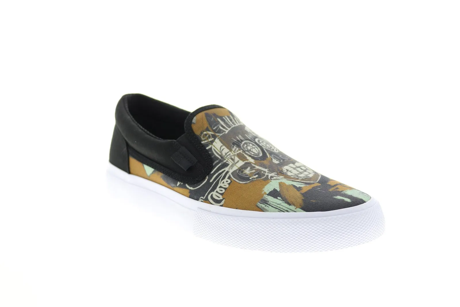 DC Basquiat collaboration limited edition slip-on black sneakers.