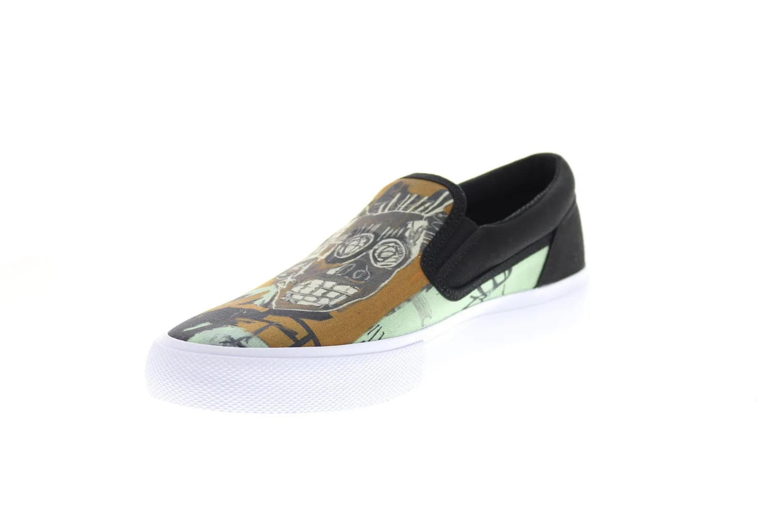 DC Basquiat collaboration limited edition slip-on black sneakers.