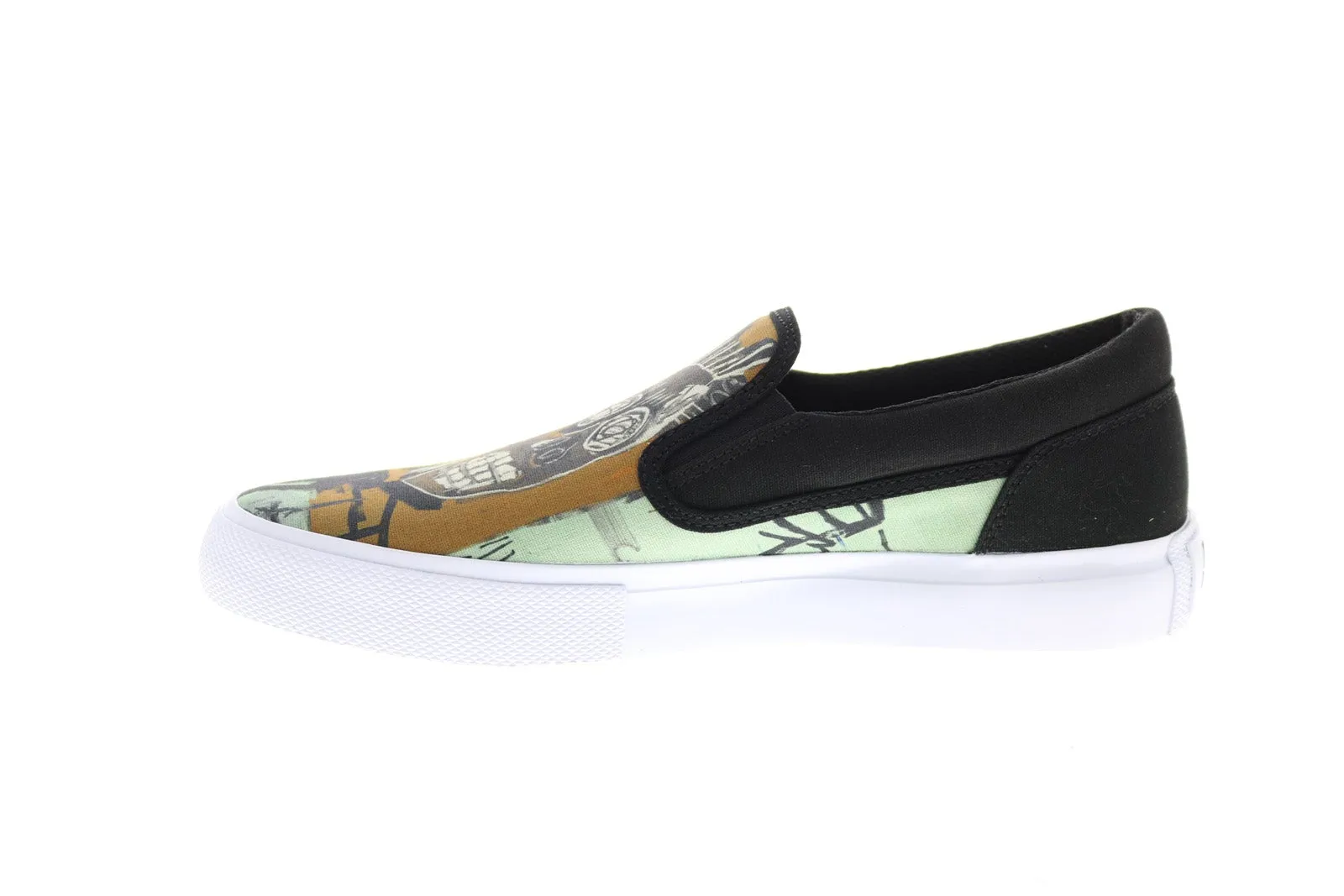 DC Basquiat collaboration limited edition slip-on black sneakers.