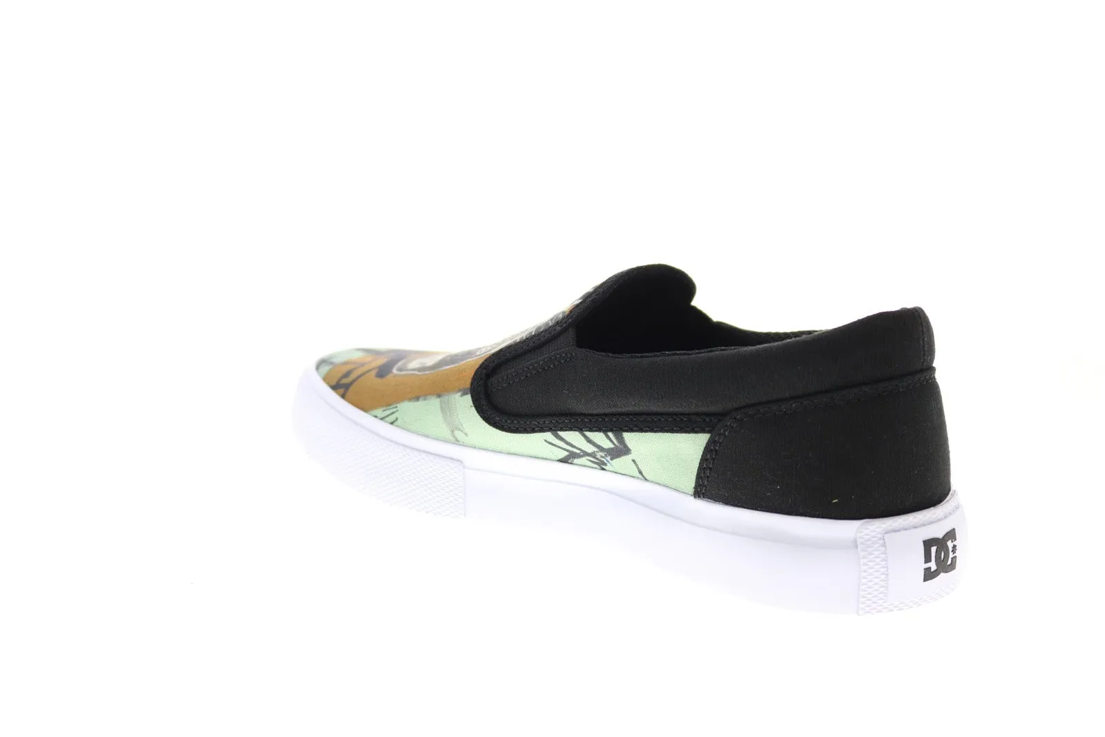 DC Basquiat collaboration limited edition slip-on black sneakers.