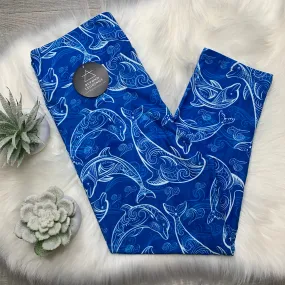 Dolphin Ocean Wave Capri Soft Leggings